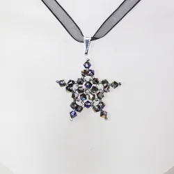 Pendant 40cm - Corvus-Black Organza - Pendant 40cm - Laiton argenté